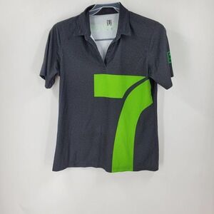 APPAREL SEVEN Men S/M 7/11 Black & Green Polo T-Shirt